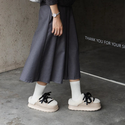 2024 Fashion Women's Winter Warm Snow Boots Toe Wrap Warm Cotton Slippers 5cm Padded Thickened Platform Ankle Boots Botas Mujer