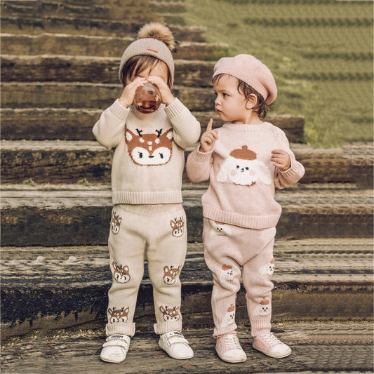 Baby Boys Girls Spring Fall Sweater Clothes Suits Infant Sweater Tops + Pants Newborn Toddler Warm Outwear Clothing