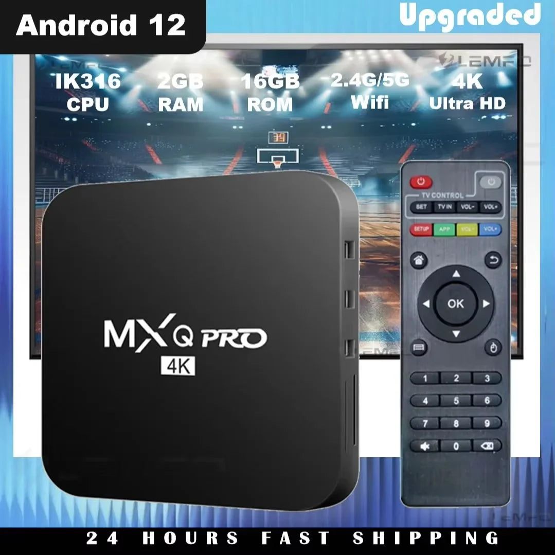 2025 MXQ Pro Smart TV Box Android 12 IK316 4K HD 3D Video Home Theater WIFI6 H.265 Support Watching Sport Matches TV Set Top Box