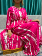 2024 Cotton Abayas For Women Islam Printed Long Sleeves Loose Fit Femme Robe Muslim Two Piece Abaya Set With Tassel Hijabscarf