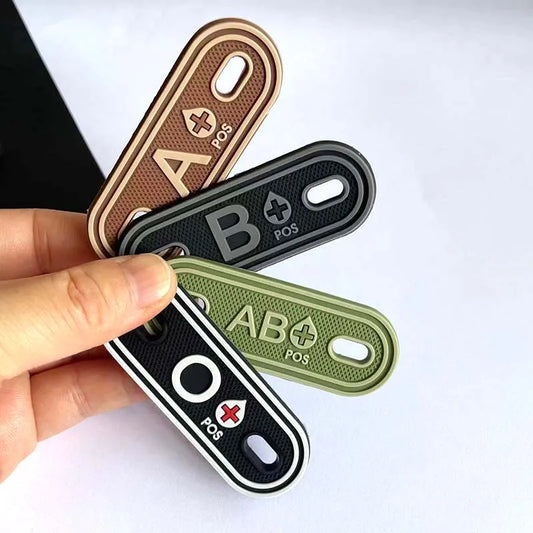 2PCS,A B AB O Positive Blood Type PVC Patch,Shoelace Blood Buckle Tactical Patches,Clothing Zipper,Backpack Blood Tag Charm,