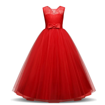 Teen Wedding Party Trumpet / Mermaid Long Dresses for Girl Red Christmas Formal Evening Gown Pageant Ceremony Children's Dress