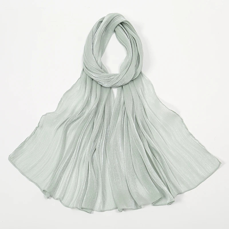 New Premium Silk Crinkle Hijab Scarf Women Shawls Plain Muslim Women Hijabs Breathab Islam Women Turban Pleated Scarf Ramadan