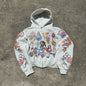 Casual y2k sweatshirt zipper cardigan loose hoodie for women 2024 new versatile printed letters hip-hop geometric pattern