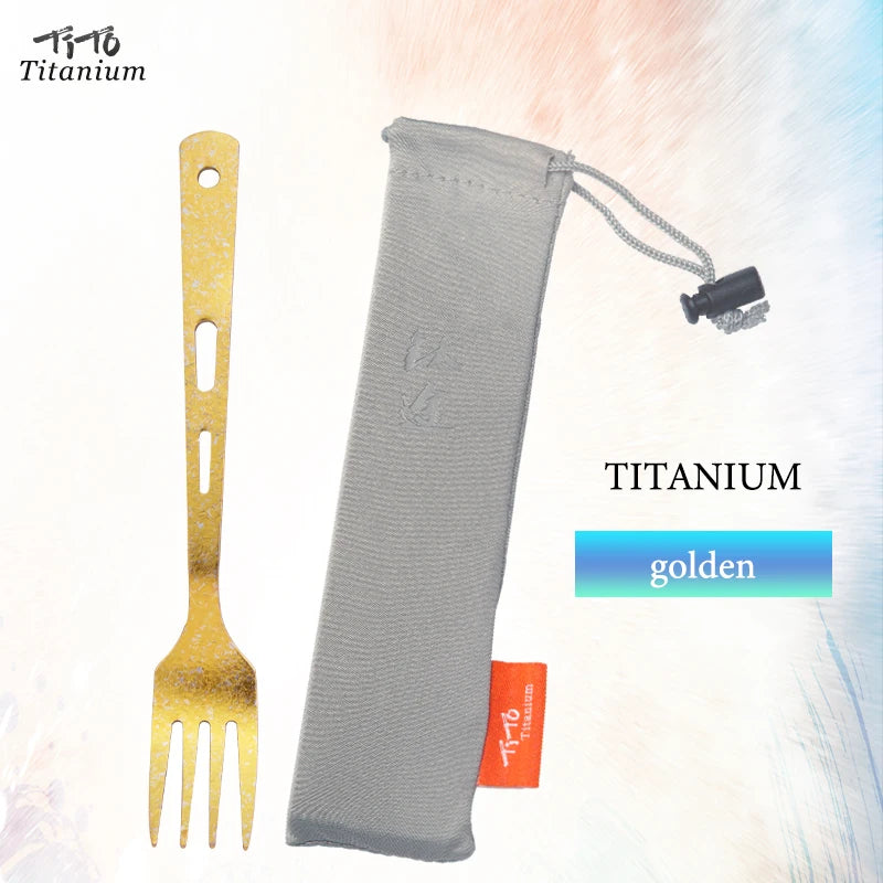TiTo TiTanium Spork Spoon Tableware Combination Outdoor Camping Titanium Alloy Fork Collection Travel Knife Practical 3Pcs Set