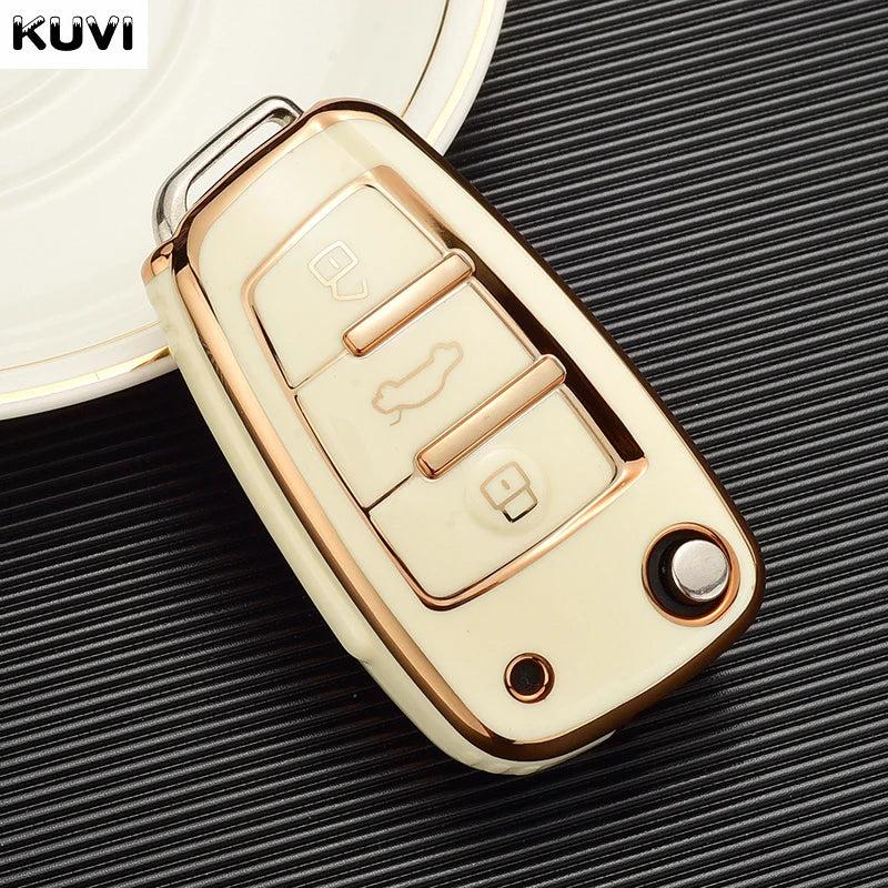 Soft TPU Car Flip Key Case Cover Holder For Audi A1 A3 A6 A6L Q2 Q3 Q7 TTS R8 S6 RS3 Key Protection Shell Fob Accessories