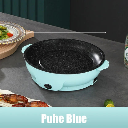 220V Multifunction Electric Frying Pan Skillet Non-Sticky Grill Fry Baking Roast Pan Cooker Steak Barbecue Cooking Kitchen Tool