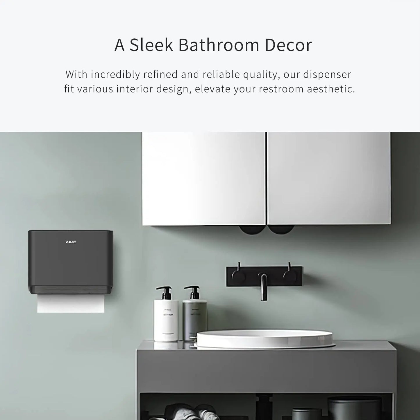 AIKE Professional Paper Towel Holder Wall Mount Punch Free Tissue Dispenser with Smart Lock Paper Box for Toilet Bedroom Kitchen
