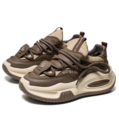 Fashion Platform Sneakers Men British Style Winter Walking Shoes For Men Street Style Chunky Vulcanized Shoes Sneakers Male 2024