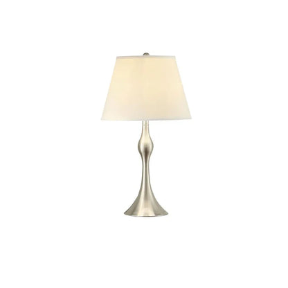 Beige and Brushed Nickel 3-Piece Lamp Set， includes a floor lamp along with two matching table lamps