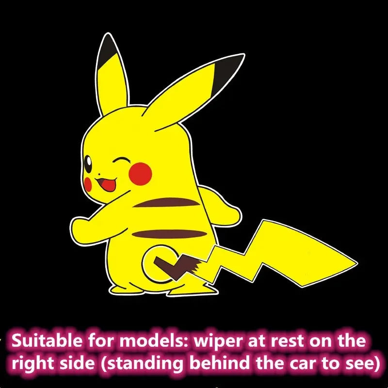 Pokemon Cute Pikachu Reflective Wiper Decorative Stickers Car Rear Window Wagging Tail Modification Decals Children's Toys