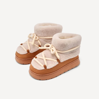 2024 Fashion Women's Winter Warm Snow Boots Toe Wrap Warm Cotton Slippers 5cm Padded Thickened Platform Ankle Boots Botas Mujer
