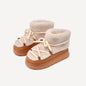 2024 Fashion Women's Winter Warm Snow Boots Toe Wrap Warm Cotton Slippers 5cm Padded Thickened Platform Ankle Boots Botas Mujer
