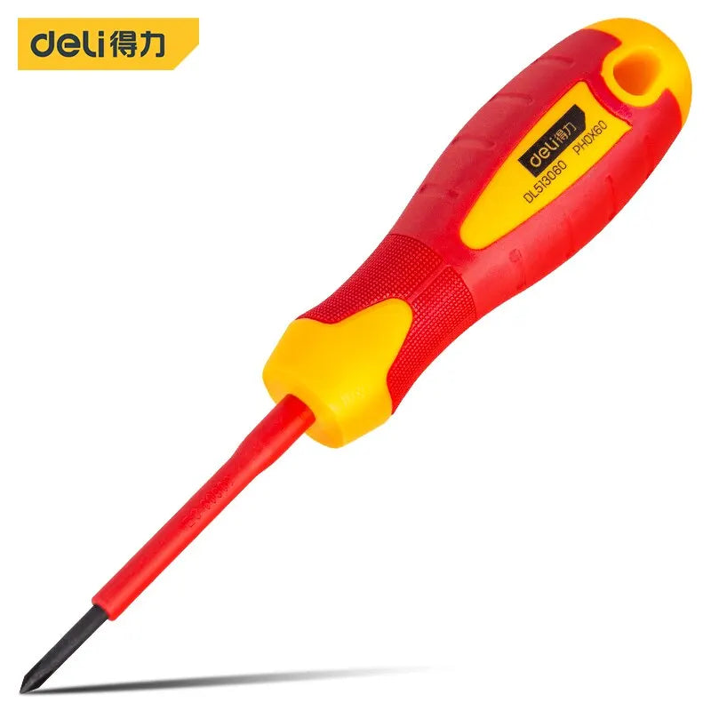 Deli 1pcs Insulated Screwdriver CRV PH SL Chrome Vanadium Steel 1000V High Voltage Resistant Electrician Repair Tools