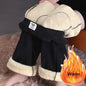 Thicken Lambswool Wide Leg Pants Baggy Casual Womens Pantalones Winter Warm Straight Trousers High Waist Fleece Lined Spodnie