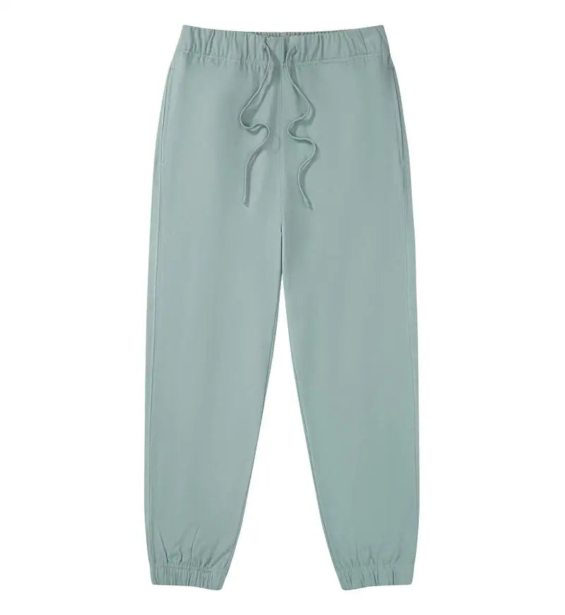 330g Mens 100% Cotton Spring Casual Long Pant French Terry Plain Brown Jogger Sports Trousers Male Flat Unlined Pocket Sweatpant