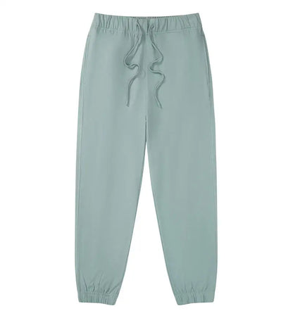 330g Mens 100% Cotton Spring Casual Long Pant French Terry Plain Brown Jogger Sports Trousers Male Flat Unlined Pocket Sweatpant