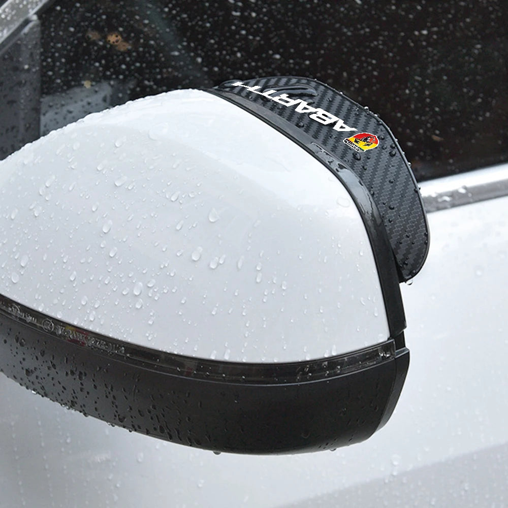 2Pc car accessoires Abarth Awnings Shelters Rearview Mirror Rain Cover Carbon Fiber Side For Fiat 500 595 124 Spider Panda Punto