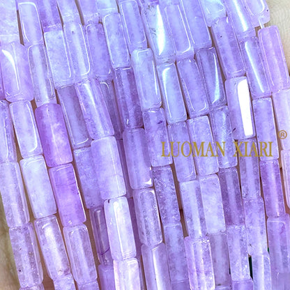 4x13mm Square Natural Stone Light Lavender Chalcedony Loose Spacer Beads for Jewelry Making Diy Bracelet Charms Accessories
