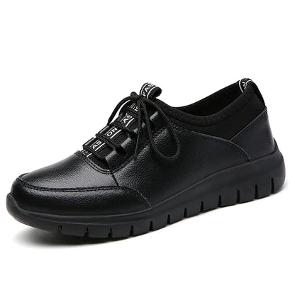 Sneakers Women Shoes Platform Loafers Lace Up Leather Flats 2024 Trend Spring Casual Mom Shoe Mujer Zapatos Chaussure Femme