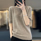 Fashion short sleeve 100% merino wool sweater basic O-neck cashmere women's knitted top pullover sweater top