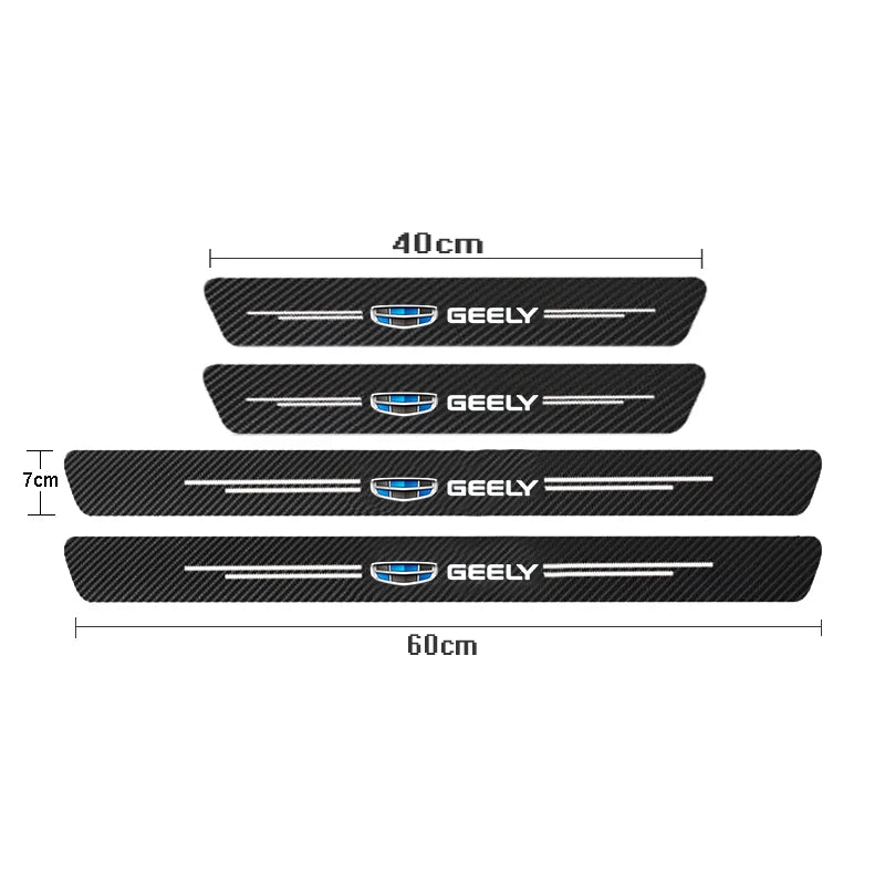 Car Door Threshold Scuff Plate For Geely Atlas Coolray Emgrand EC7 EC8 X7 EX7 CK2 CK3 GL GS Carbon Fiber Trunk Bumper Stickers