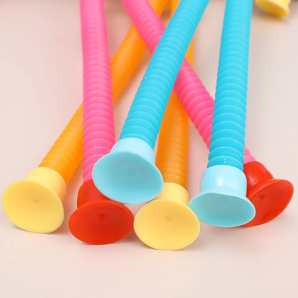 Variable Fun Cartoon Robot Telescopic Tube Toys Kids Puzzle Stretch Suction Cup Robot Toy DIY Telescopic Stress Relief Toys