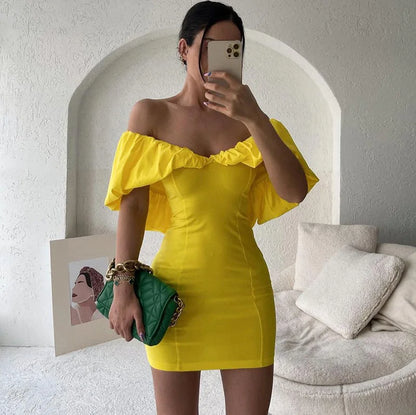New spring style sexy waist slimming pleated shoulder bag hip dress