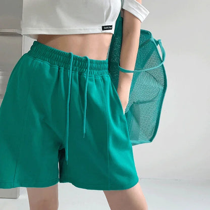 Lucyever Blue Pink Black Women's Shorts 2025 Summer High Waist Wide Leg Shorts for Women Casual Loose Soft Sports Short Pants