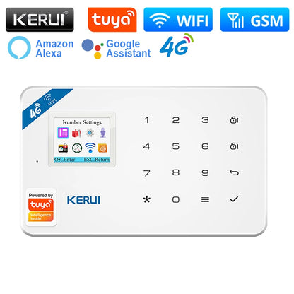 KERUI W184 Home Smart Security Alarm System WiFi 4G GSM Wireless Tuya Control App 1.7 Inch Color Screen Voice Prompt Host