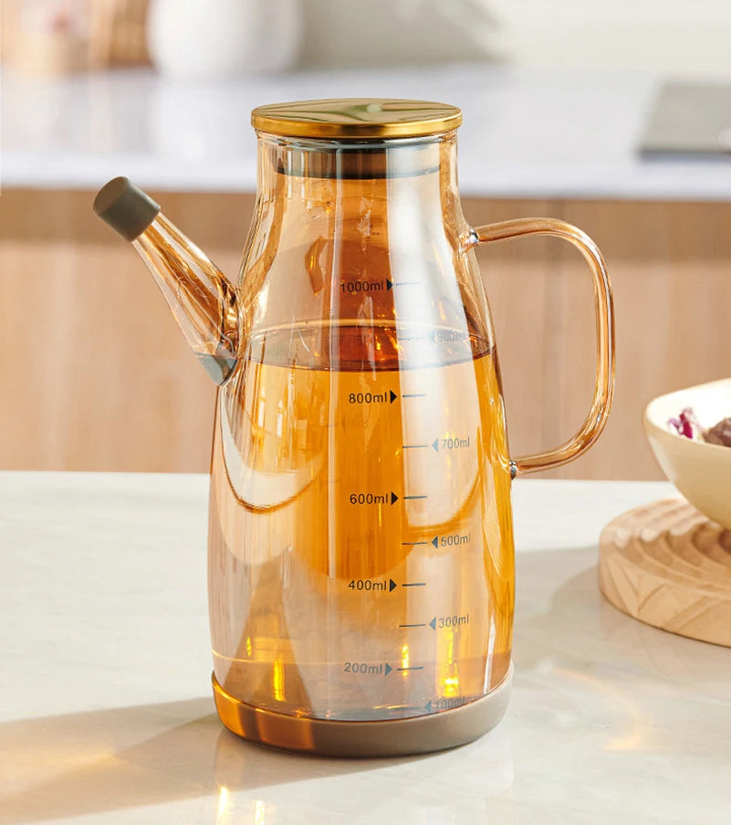 1000ml Oil Bottle Kitchen Glass Oil Pot Large Capacity Leak-Proof Pour Soy Vinegar Tank Oil Dispenser Kitchen Tools