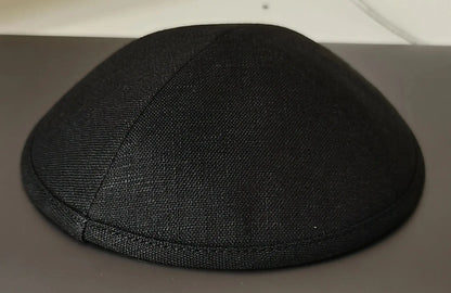 Custom Linen Kippot Black Dome Kippahs Embroidery Name Wedding Kippot, Jewish Yarmulkes Brit Mila with Metal Hair Clip100pcs/lot