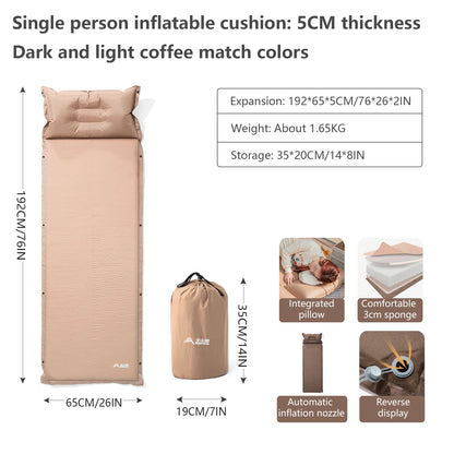 BISINNA Outdoor Self-inflating Mattress Camping Inflatable Sleeping Pad Splicable Ultralight Air Mat for Travel Hiking Picnic