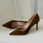 Donna-in Luxury Kid Suede Ladies Pumps Genuine Leather High Heels for Women Elegant Pointed Toe Stiletto Dress New Trendy Colors