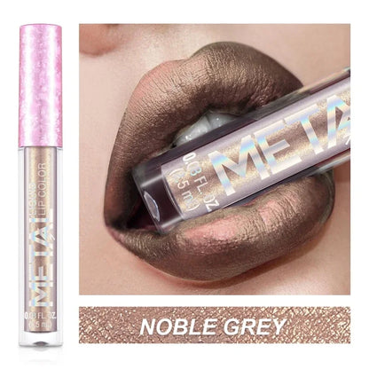 Glitter Metallic Lip Gloss Waterproof Matte Shiny Liquid Lipstick Shimmer Lip Tint Lasting Non-stick Cup Lips Makeup Cosmetics