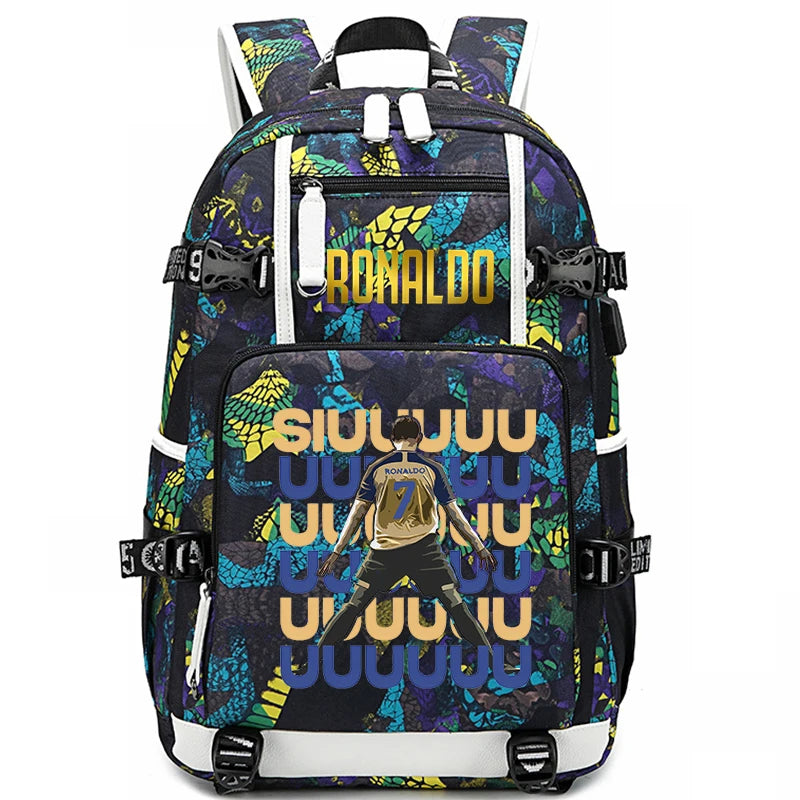 Ronaldo Print Student School Bag Children's Backpack Outdoor Travel Bag