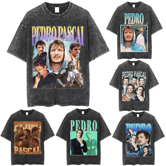 Vintage Pedro Pascal T Shirt Washed Harajuku Pascal Merch Retro Tshirt Hip Hop Bootleg Style Streetwear Shirt 2023 New Arrival