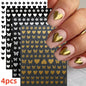 8Pcs Red Heart Nail Stickers 3D Bronzing Silver Gold Heart Shape Star & Moon Metal Totem Nail Slider Self-Adhesive DIY Nail Art*