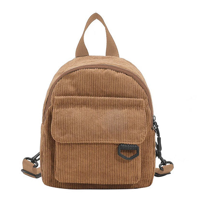 Fashion Women Mini Backpack Solid Color Corduroy Small Backpacks Simple Casual Student Bookbags Traveling Backpacks
