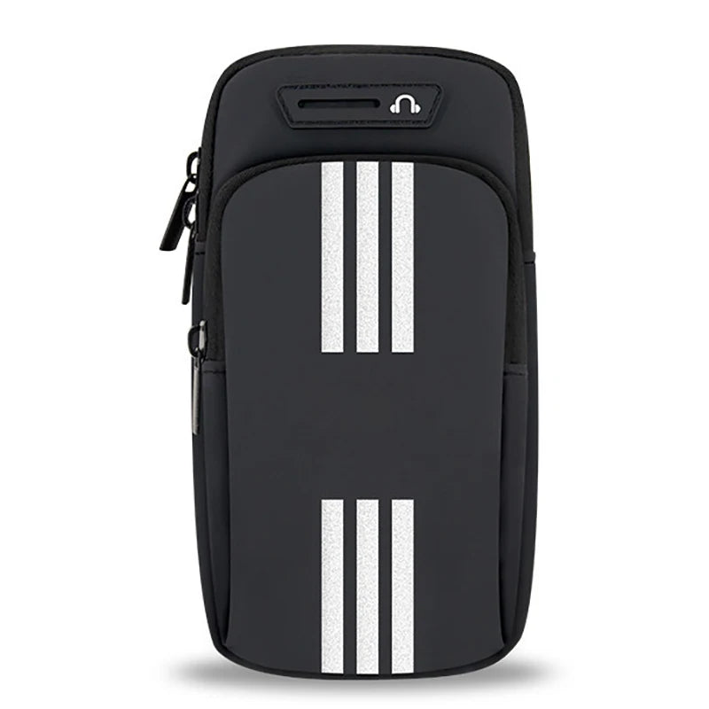 HAISSKY New Reflective Stripe Armband Bag For iPhone 15 14 13 12 Pro Max 15 Plus Elastic Zipper Running Sports Arm Phone Pouch