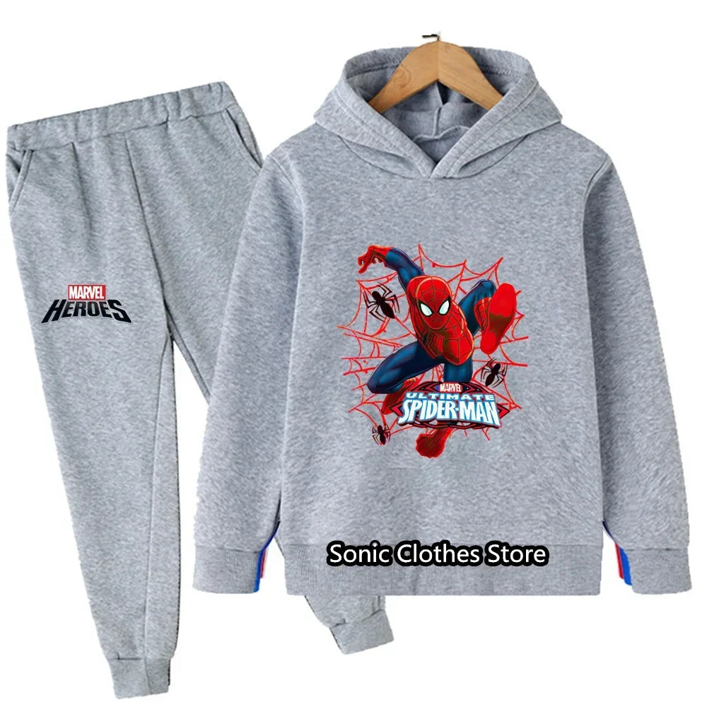 Spiderman Boys Sweater Set Spring and Autumn New Pullovers Children's Boys Big Children's All-match Two-Piece Suit