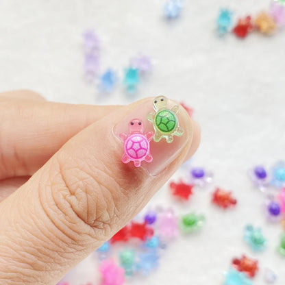 100Pcs Cute Resin Cartoon Little Turtle Nail Art Resin Designer Charms DIY Craft For Nail 3D Decorations Jewelry