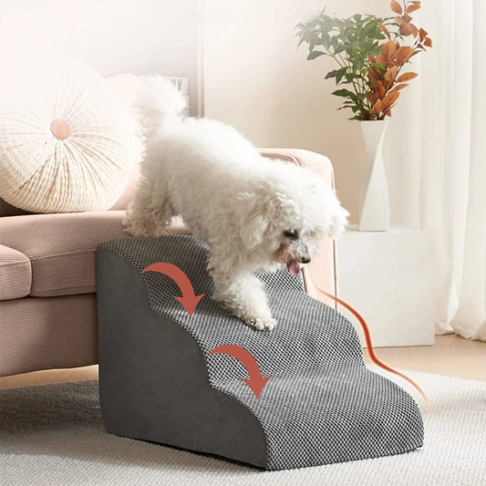 Removable Dog Stairs 3 Steps Ramp Couch Puppy Old Dog Non-Slip Removable Ladder High Couch and Bed Pet Supplies