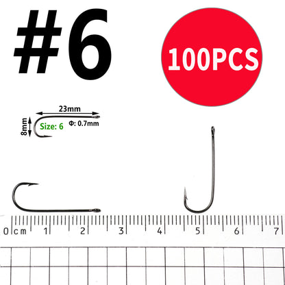 Wifreo 100PCS Aberdeen Long Shank Fish Hook Saltwater Fresh Water Fishing Hooks Sabiki Rig Streamer Fly Hook Size 16 to  2/0 3/0