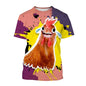 2024 Fashion Graphic Chicken 3D Printing Men's T-shirt Funny Anime Chicken Unisex Casual Short Sleeve tees tops