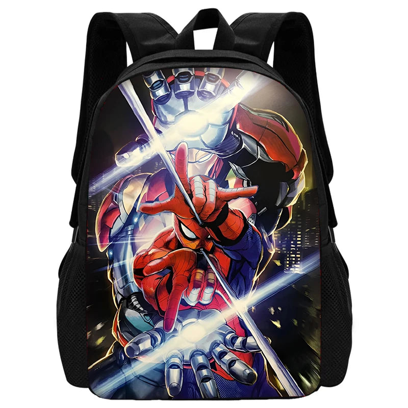 Cartoon Man M-Marvels Iron 3 pcs set Child School Backpack with Lunch Bags ,Pencil Bags School Bags for Boys Girls Best Gift