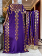 2024 Summer Short sleeve Dress Pure Cotton Gold Stamping Loose Abaya Maxi Islam Dress With Tassels Big Scarf African Long Dress