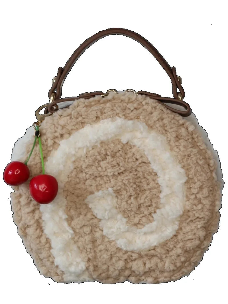 Lolita Bag Sweet Cure Downy Crossbody Bags for Girls Circular Kawaii Handbag Teenage JK Uniform Shoulder Bag Сумка Bolso