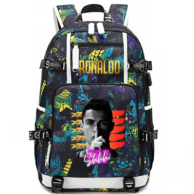 Ronaldo Print Student School Bag Children's Backpack Outdoor Travel Bag