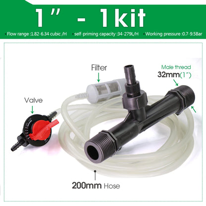 1/2" 3/4" 1" Male Thread Agriculture Irrigation Venturi Fertilizer Injector Kit Garden Greenhouse Watering System Fitting Filter